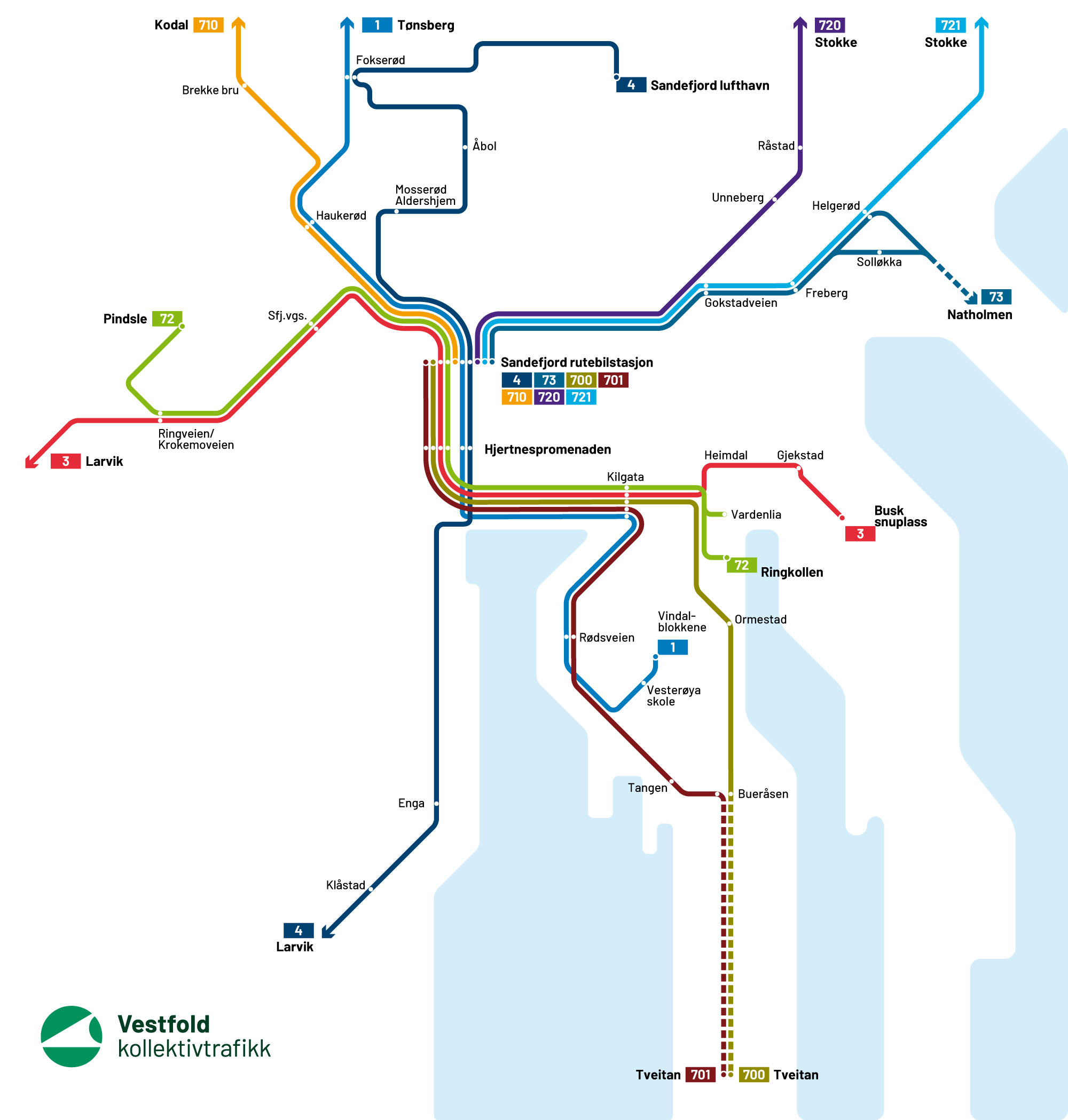Sandefjord Linjekart fra 1. juli 2026
