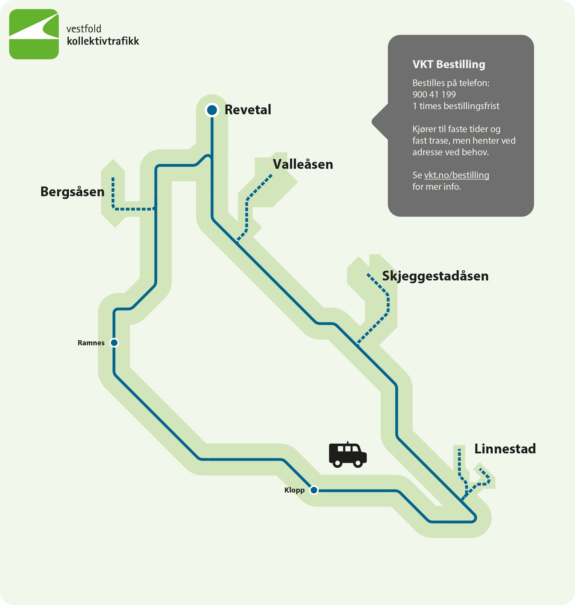 Revetal rute 1 VKT Bestilling