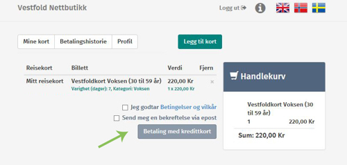 Betal med kredittkort